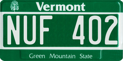 VT license plate NUF402