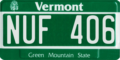 VT license plate NUF406