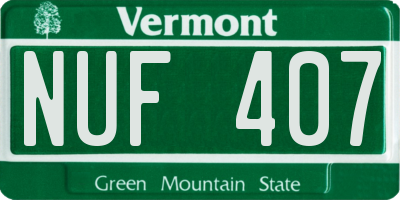 VT license plate NUF407