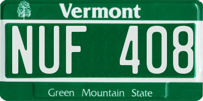 VT license plate NUF408