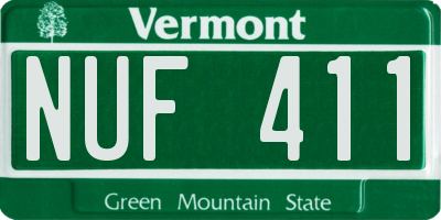 VT license plate NUF411