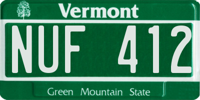 VT license plate NUF412