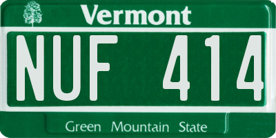 VT license plate NUF414