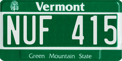 VT license plate NUF415