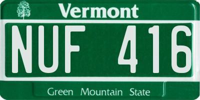 VT license plate NUF416
