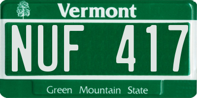 VT license plate NUF417