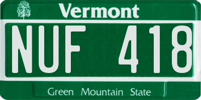 VT license plate NUF418