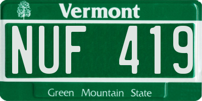 VT license plate NUF419