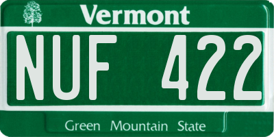 VT license plate NUF422