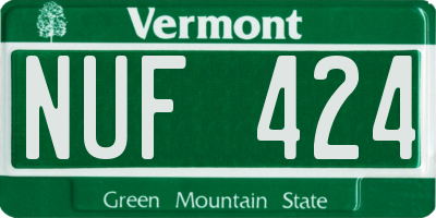 VT license plate NUF424
