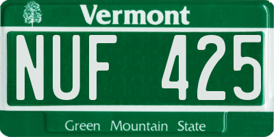 VT license plate NUF425