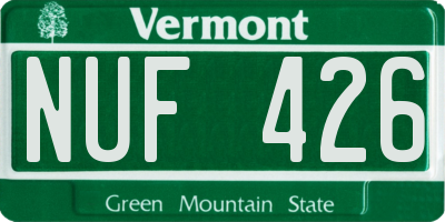 VT license plate NUF426
