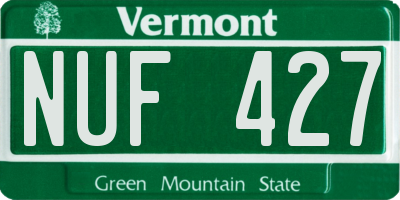 VT license plate NUF427