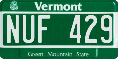VT license plate NUF429