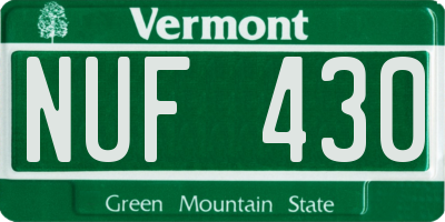 VT license plate NUF430