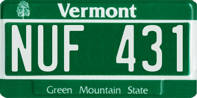 VT license plate NUF431