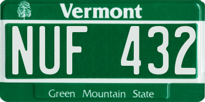 VT license plate NUF432
