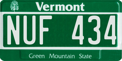 VT license plate NUF434