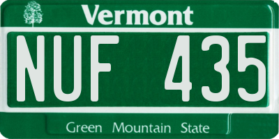 VT license plate NUF435