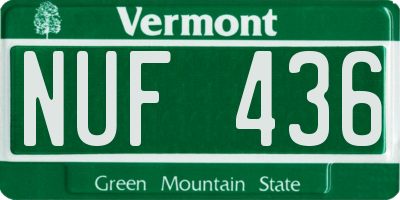 VT license plate NUF436