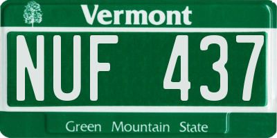 VT license plate NUF437