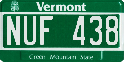 VT license plate NUF438