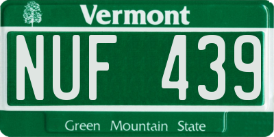 VT license plate NUF439