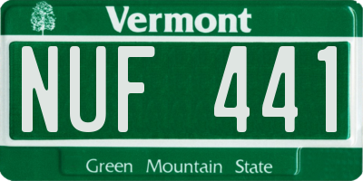 VT license plate NUF441