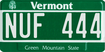 VT license plate NUF444