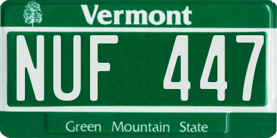 VT license plate NUF447