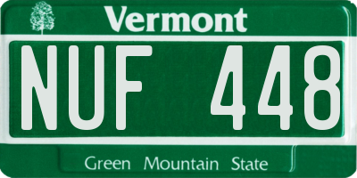 VT license plate NUF448