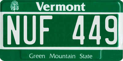 VT license plate NUF449