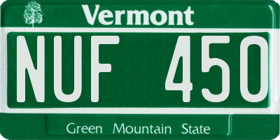 VT license plate NUF450