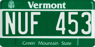 VT license plate NUF453