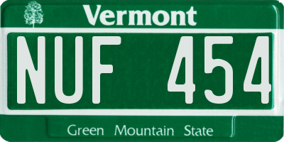 VT license plate NUF454