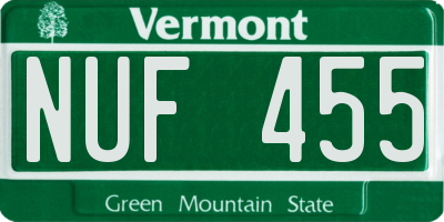 VT license plate NUF455