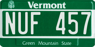 VT license plate NUF457