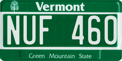 VT license plate NUF460