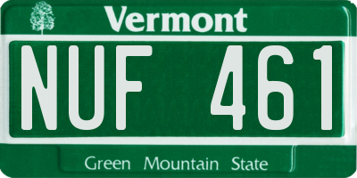 VT license plate NUF461