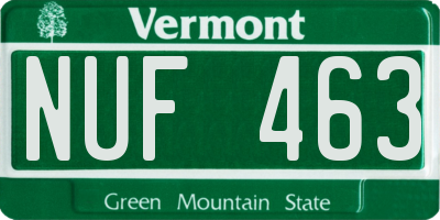 VT license plate NUF463