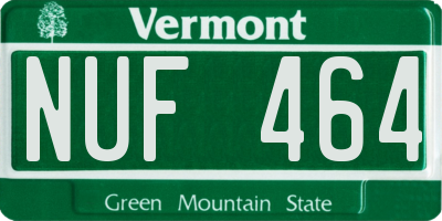 VT license plate NUF464
