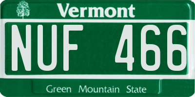 VT license plate NUF466