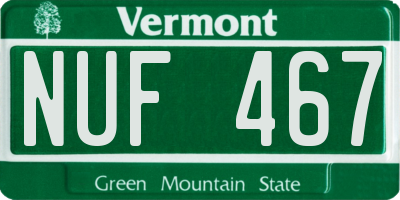 VT license plate NUF467
