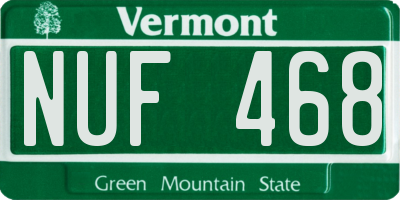 VT license plate NUF468