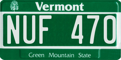 VT license plate NUF470