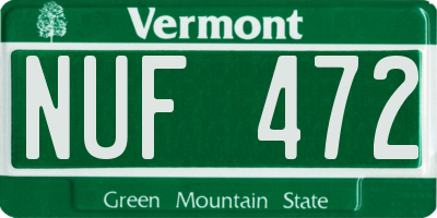VT license plate NUF472
