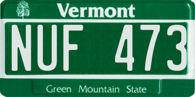 VT license plate NUF473