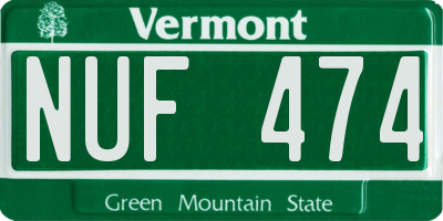 VT license plate NUF474