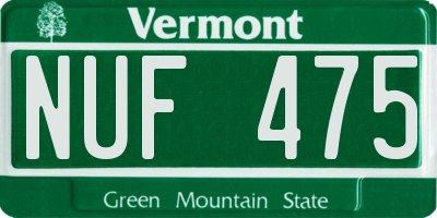 VT license plate NUF475