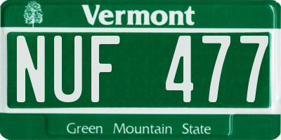 VT license plate NUF477